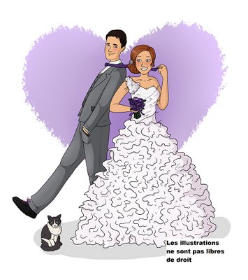 Creation illustration bd mariage, faire part de mariage 