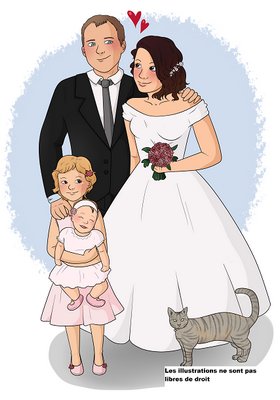 Creation illustration bd mariage famille 